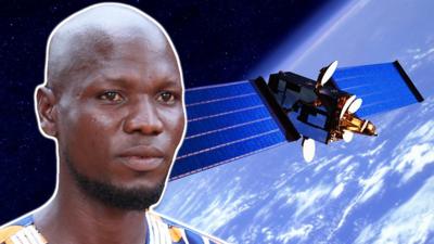 Man and satellite