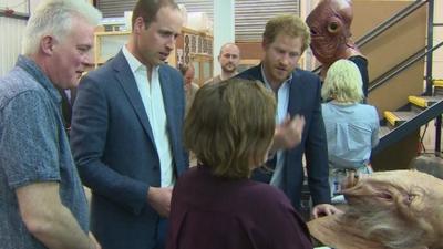 Princes William and Harry on their Pinewood Studios visit