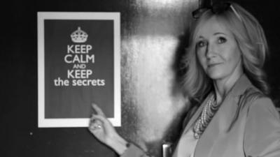 JK Rowling with sign