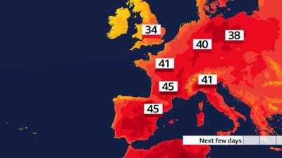 Forecast temperatures for Europe