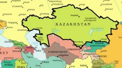 Kazakhstan shown on a map