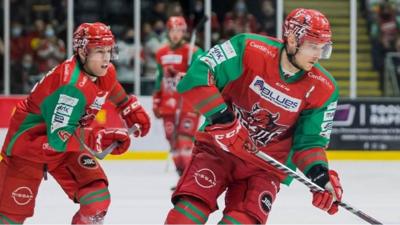 Cardiff Devil defender Brendan Mikkelson with the puck