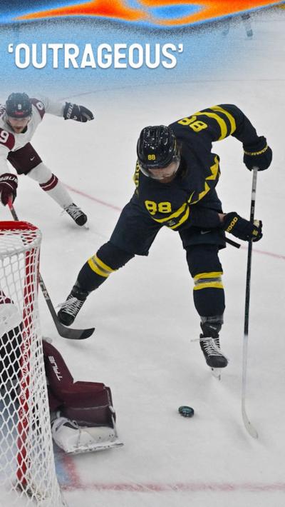 Watch as Sweden's William Nylander shows off his NHL skills with an 'outrageous goal.'
