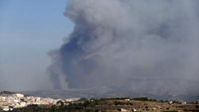 Wildfires along the coastline near the Spanish resort of Javea, Valencia region