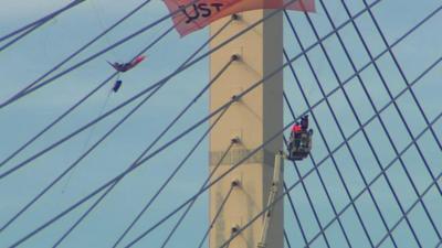 Protesters at Dartford Crossing bridge