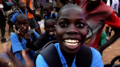 Fans celebrating in The Gambia