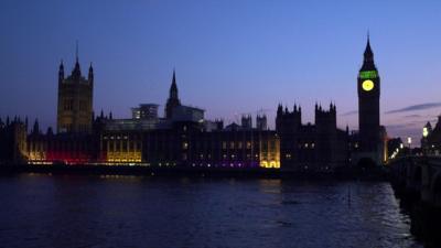 Parliament lit up