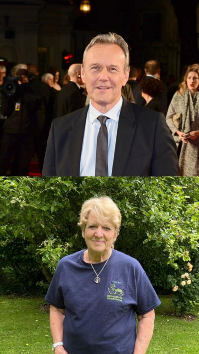 A split screen image of Anthony Head and a woman.