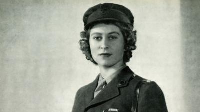 A young Princess Elizabeth in uniform.