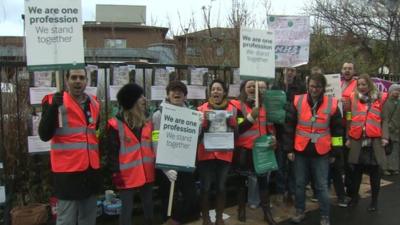 Junior doctors on the picket line at Harrogate General Hospital