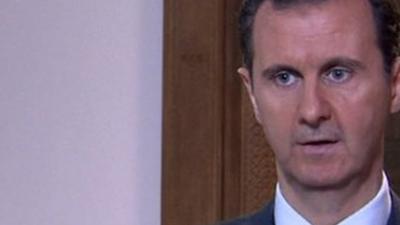 Syrian President Bashar al-Assad speaking to Italian TV