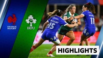 Stacey Flood of Ireland in action against France players Pauline Barrat and Léa Murie