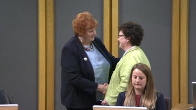 Dame Rosemary Butler and Elin Jones