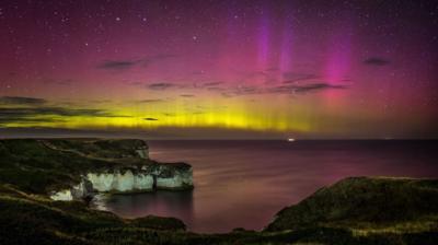 The Northern Lights seen over the North Sea