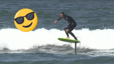 Surfer on a foilboard