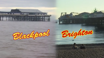 Blackpool and Brighton split screen