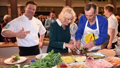 Jamie Oliver, the Duchess of Cornwall and Peter Harding