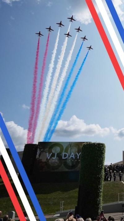 Red Arrows soar over VJ Day service