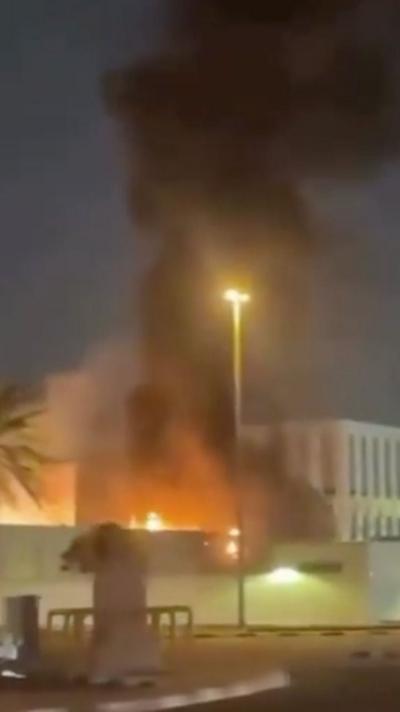 A fire with smoke rising in Dubai