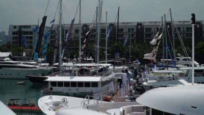 Yachts tied up in Singapore