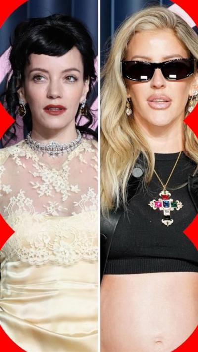 Split screen image. On the right, Lilly Allen. On the left, Ellie Goulding.