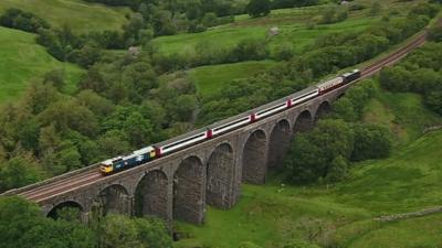 Train on viaduct