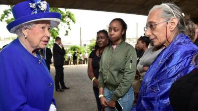 Queen meets volunteers at Grenfell Tower fire in 2017