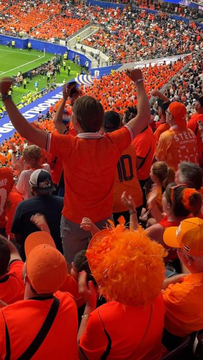 Netherlands fans celebrate their 5-1 win over Sweden at the 2026 FIFA World Cup
