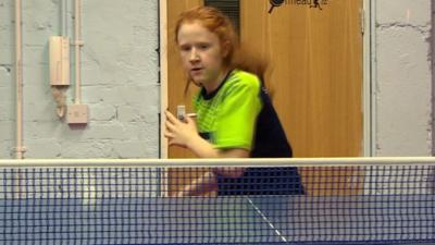 Sophie Earley playing table tennis