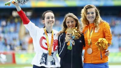 Stef Reid on podium after winning Paralympic silver