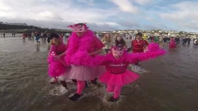 Saundersfoot New Year's Day swim in Pembrokeshire