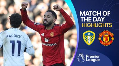 Cunha celebrates with both arms in the air in Man United kit