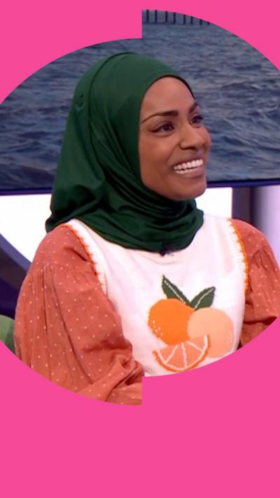 Nadiya Hussain and David Coulthard on the One Show sofa