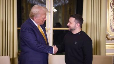 Trump and Zelensky shaking hands