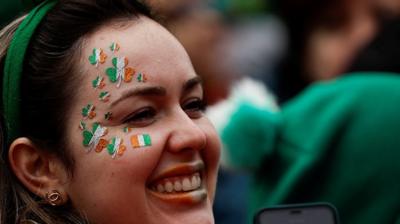 St Patricks day makeup on face