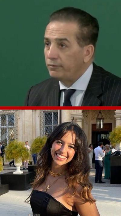 Split screen of Dr Sanjoy Kumar and, below, his late daughter Grace