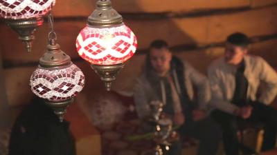 Men in shisha cafe in Brussels