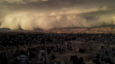 Dust storms over a plain in the US