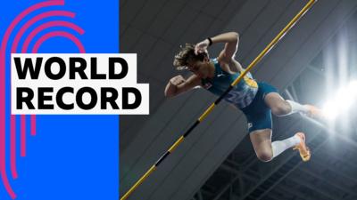 Armand Duplantis pole vaulting at the 2024 Diamond League