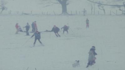 Skiers enjoying the Welsh snow