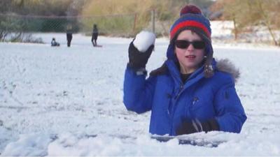 Boy and snowball