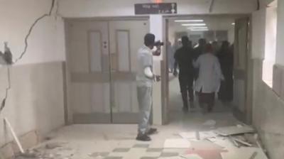 Destruction in hospital corridor 