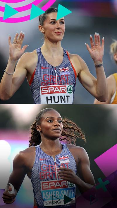 Amy Hunt and Dina Asher-Smith on track
