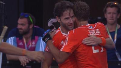 Netherlands celebrate win against England