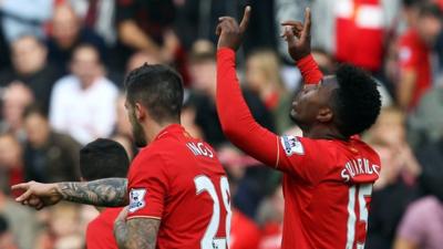 Daniel Sturridge celebrates goal against Aston Villa