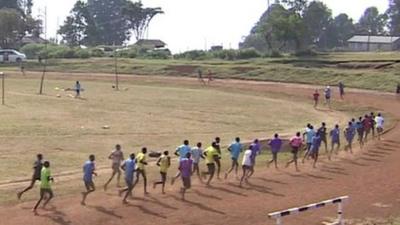 Kenyan athletes training