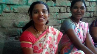 Two women in a discussion group in Pune district, Maharashtr