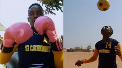 Barbra Banda boxing and playing football