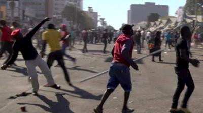 Protesters gather in central Harare