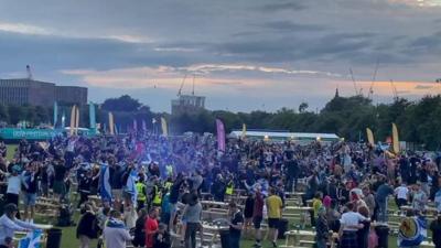 Supporters at Glasgow fan zone react to Scotland's draw with England